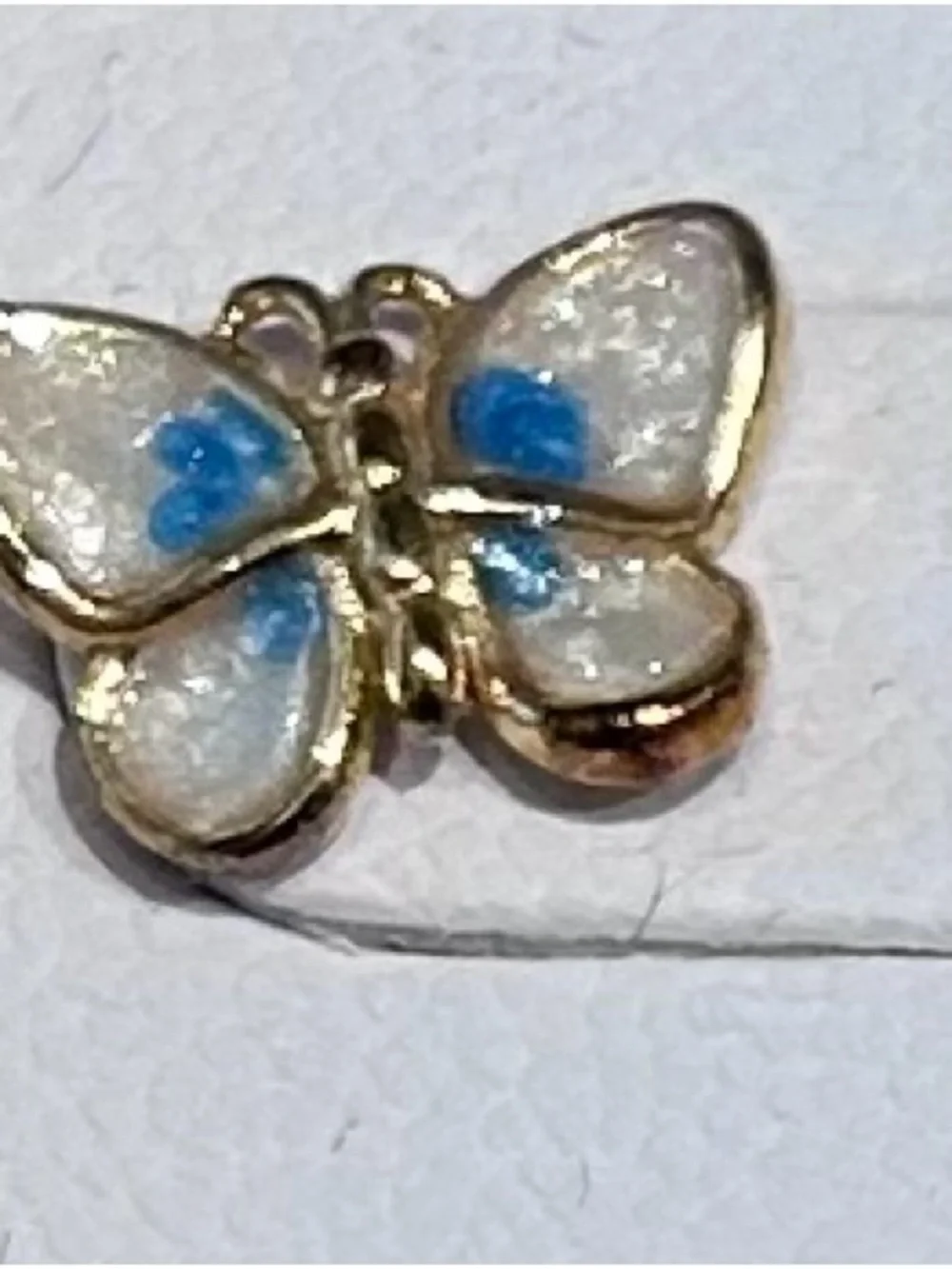Sterling Silver 18kt Gold Plated Blue Enamel Butterfly Stud Earrings
